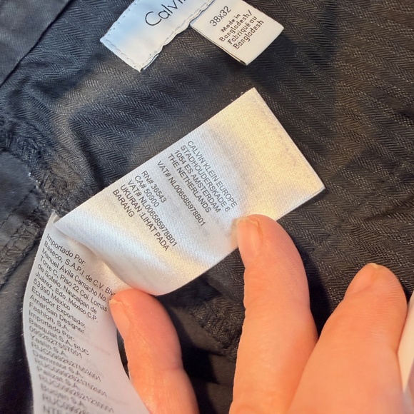 Calvin Klein Pants Mens Size 38x32 Black Slim Fit Casual Canvas Lightweight - Picture 11 of 11